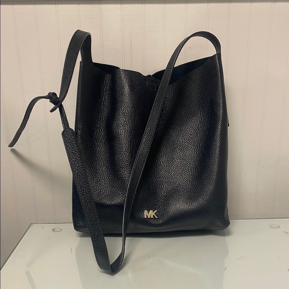 Michael Kors Black Textured Leather Shoulder Bag